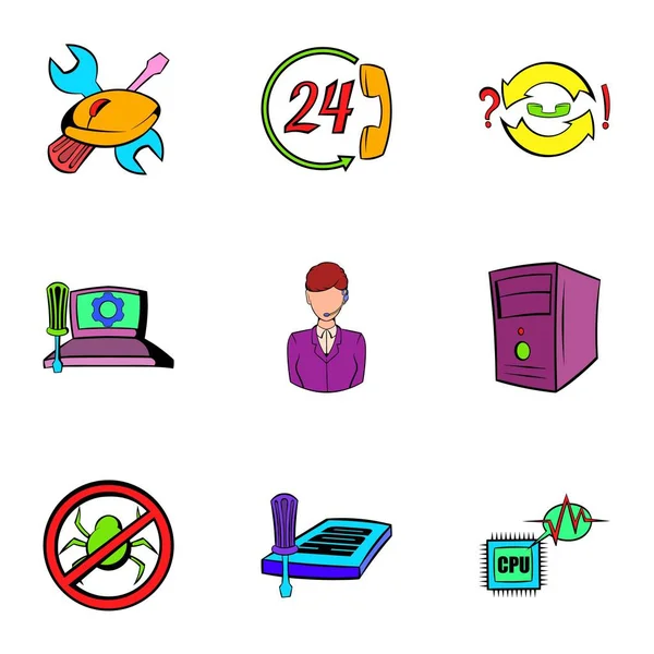 Conjunto de iconos Webmaster, estilo de dibujos animados — Vector de stock