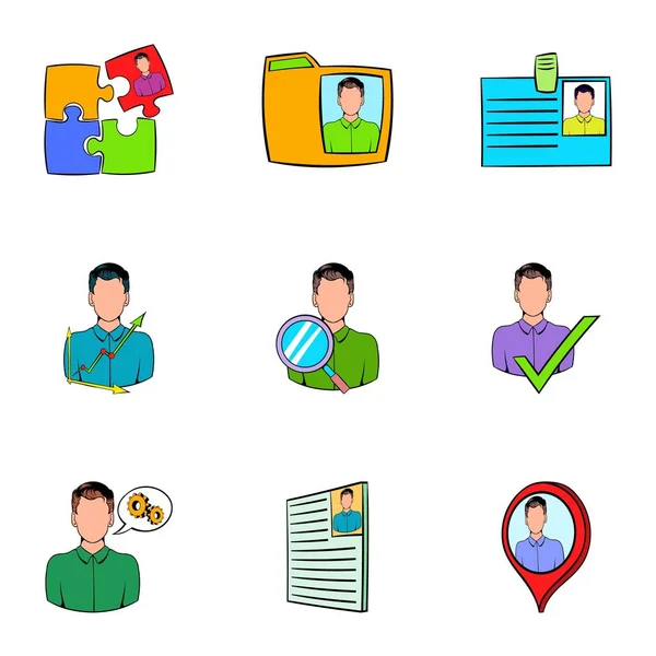 Conjunto de iconos de búsqueda de empleo, estilo de dibujos animados — Vector de stock