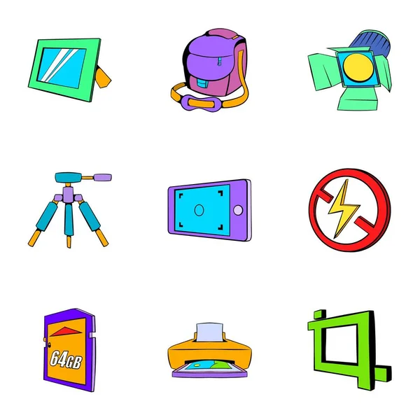 Conjunto de iconos de fotos, estilo de dibujos animados — Vector de stock