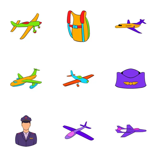 Zestaw ikon Air force, stylu cartoon — Wektor stockowy