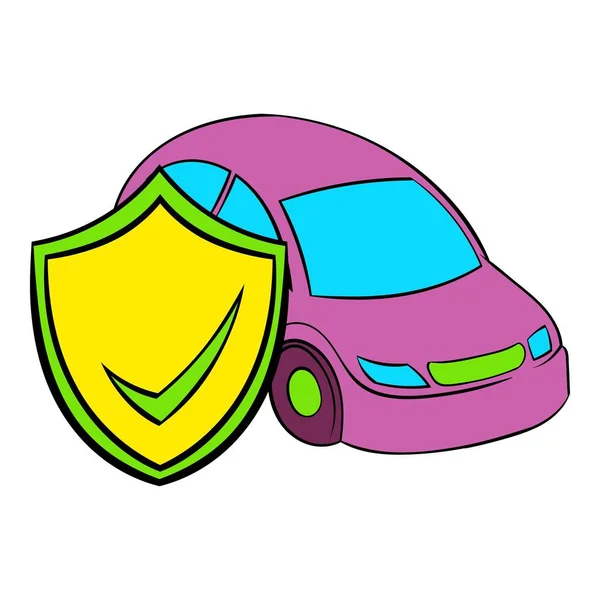 Carro seguro ícone cartoon — Vetor de Stock