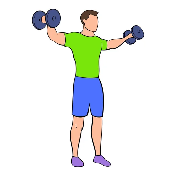 Dumbbell lateral plantea icono de dibujos animados — Vector de stock