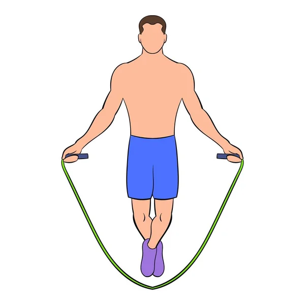 Мужчина прыгает с иконкой скакалки — стоковый вектор