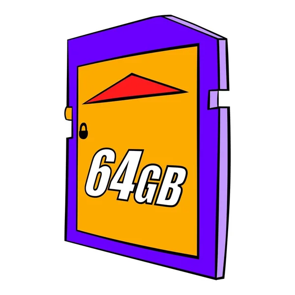 64 Gb Sd geheugen kaart pictogram cartoon — Stockvector