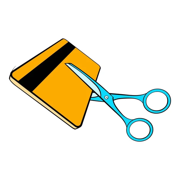 Scissors cut credit card icon cartoon — Stock Vector