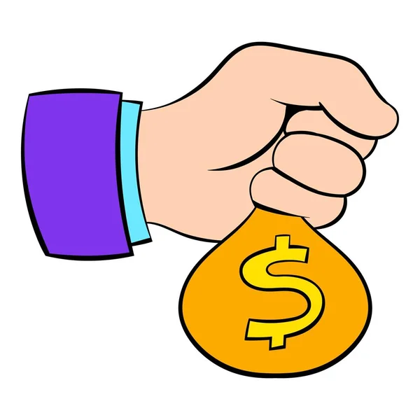 Geld in de hand pictogram cartoon — Stockvector