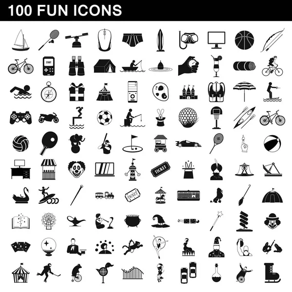 100 zabawa zestaw ikon, prosty styl — Wektor stockowy