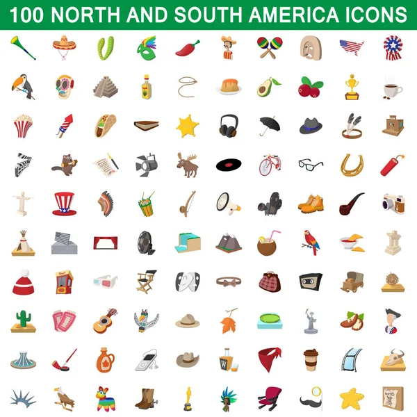 100 iconos de América del Norte y del Sur — Vector de stock