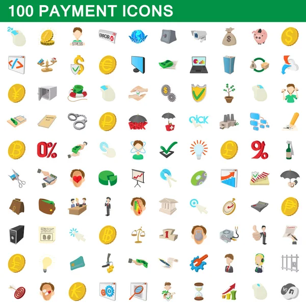 100 iconos de pago, estilo de dibujos animados — Vector de stock