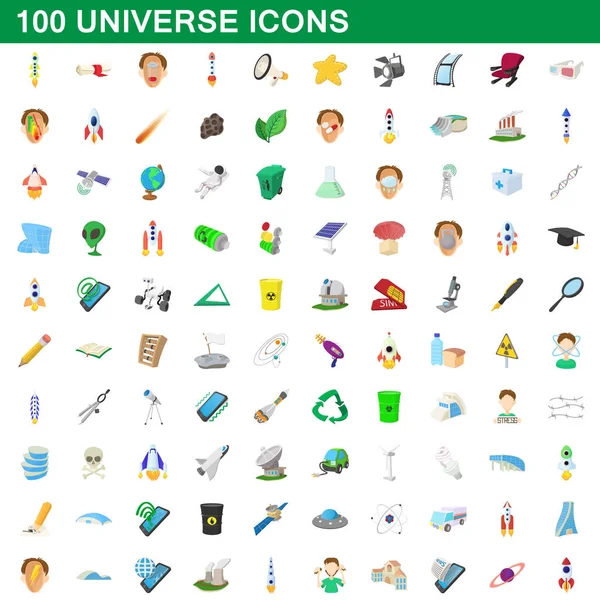 100 iconos del universo conjunto, estilo de dibujos animados — Vector de stock