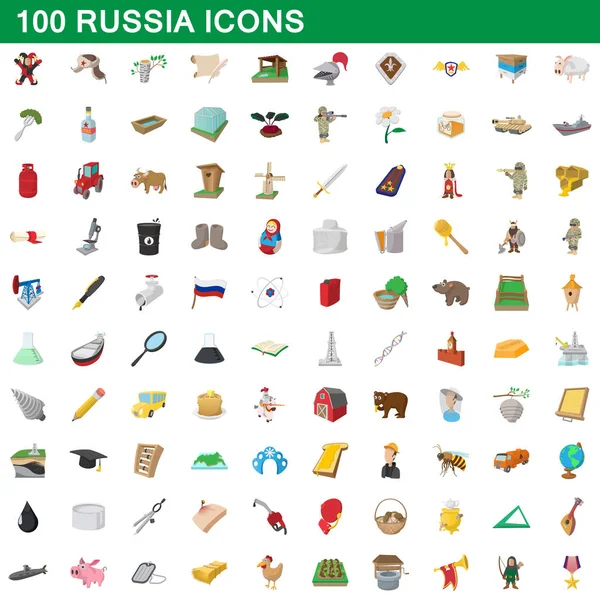 100 रूस प्रतीक सेट, कार्टून शैली — स्टॉक वेक्टर