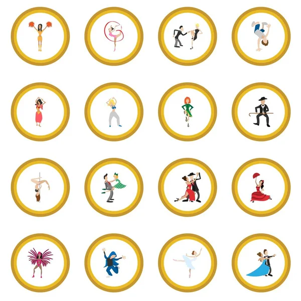 Danze cartoni animati icona cerchio — Vettoriale Stock
