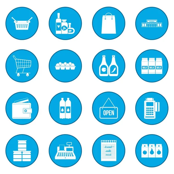 Supermarkt pictogram blauw — Stockvector