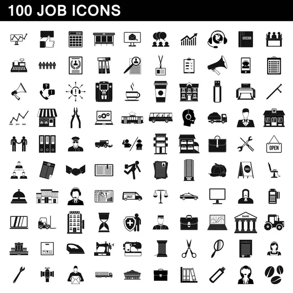 100 iş Icons set, basit tarzı — Stok Vektör