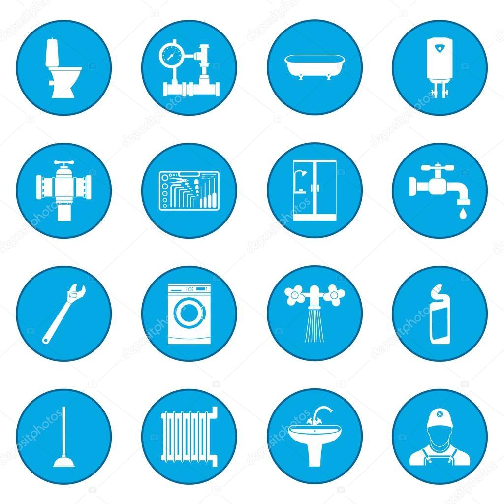 Sanitary engineering icon blue