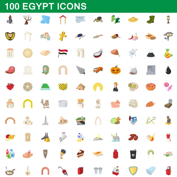 100 iconos de Egipto conjunto, estilo de dibujos animados — Vector de stock