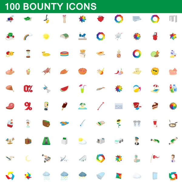 100 iconos de recompensa conjunto, estilo de dibujos animados — Vector de stock