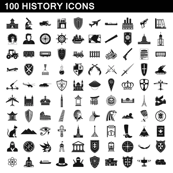 Conjunto de 100 iconos de historia, estilo simple — Vector de stock