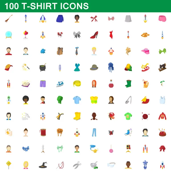 100 conjunto de iconos de camiseta, estilo de dibujos animados — Vector de stock
