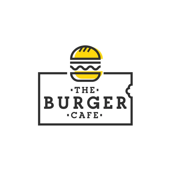 Burger Cafe. Burger logo, amblem, etiket — Stok Vektör