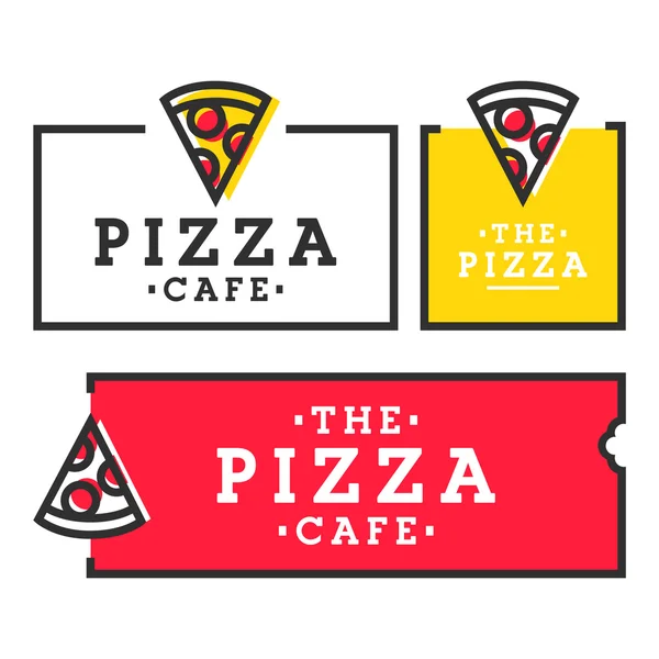 Pizza kávézó. Állítsa be a pizza logo, embléma, címke — Stock Vector
