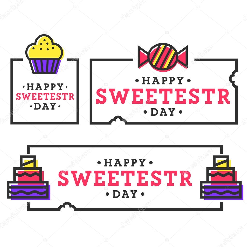 Set sweetest banners, labels, logos. Happy sweetest day