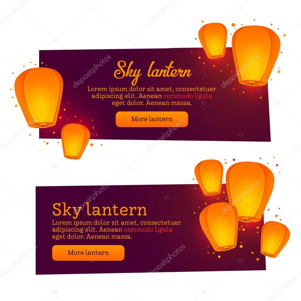 Two banner for web design. Sky lanterns theme. 