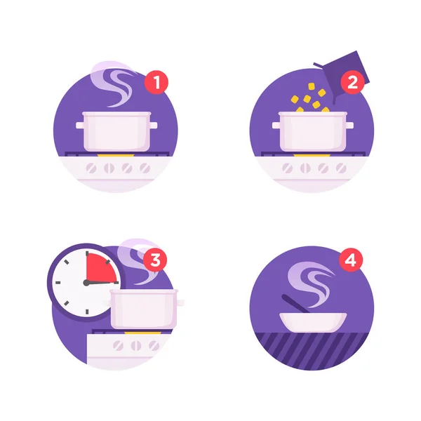 Instrucciones de cocina iconos — Vector de stock