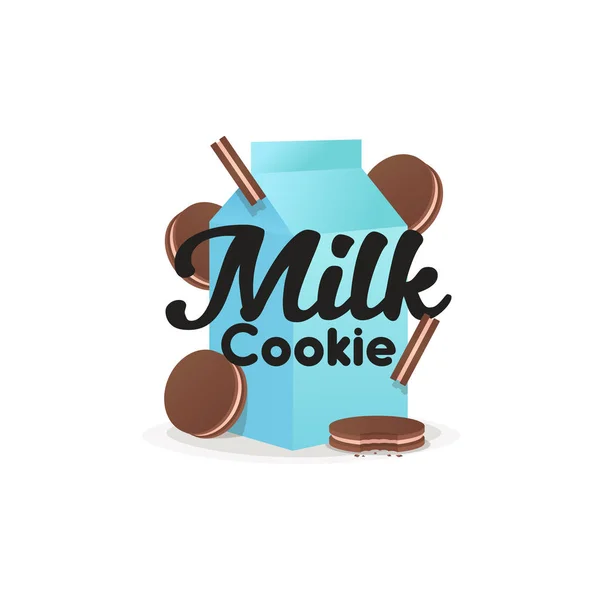 Mléko cookie logo, popis — Stockový vektor