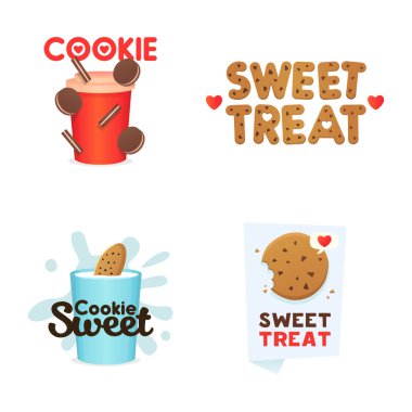 Ayarla şekerlemeler afiş, etiketleri, logolar.