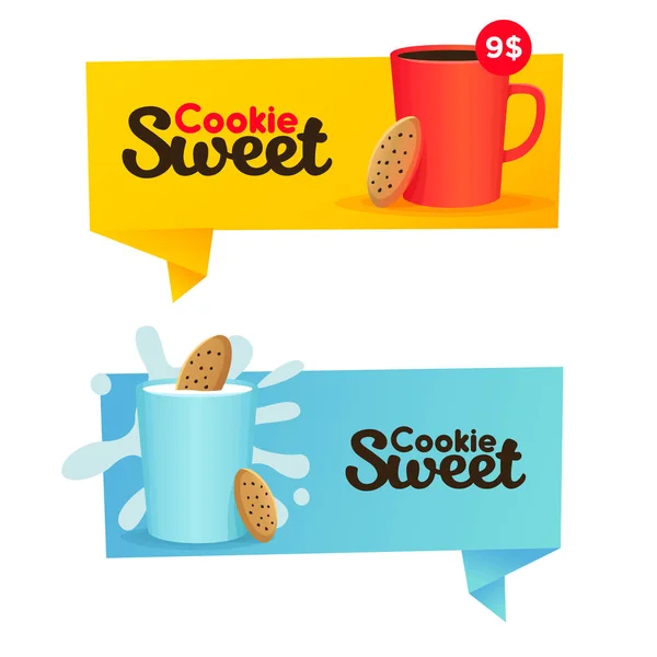 Dva prapory cukrovinky. Sladká cookie jmenovky, loga a emblémy — Stockový vektor