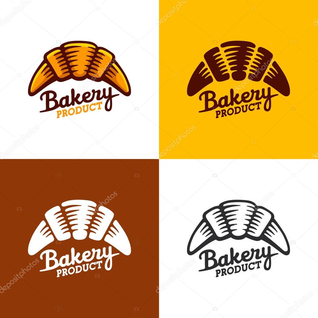 Bakery logo, emblem and label. Set croissant logo