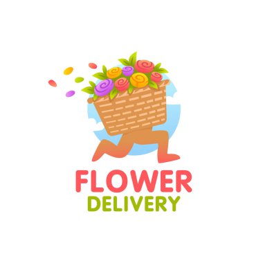 Çiçek logosu. Çiçek teslimat logo, amblem ve etiket