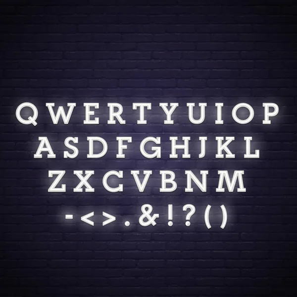 Neon Alphabet. Huruf Neon . - Stok Vektor