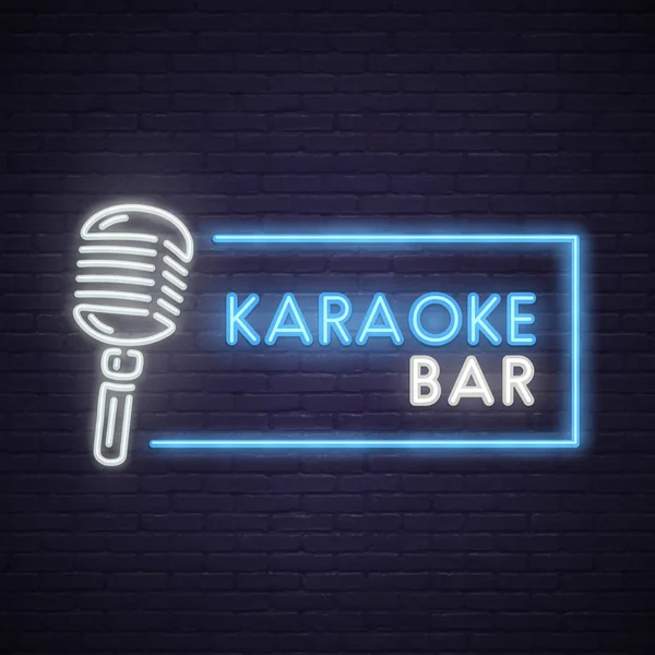 Karaoke-Leuchtschrift. Leuchtreklame, Leuchtreklame, Lichtbanner. — Stockvektor