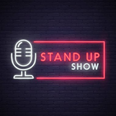 Neon tabela Stand Up. Neon tabela, parlak tabela, ışık afiş