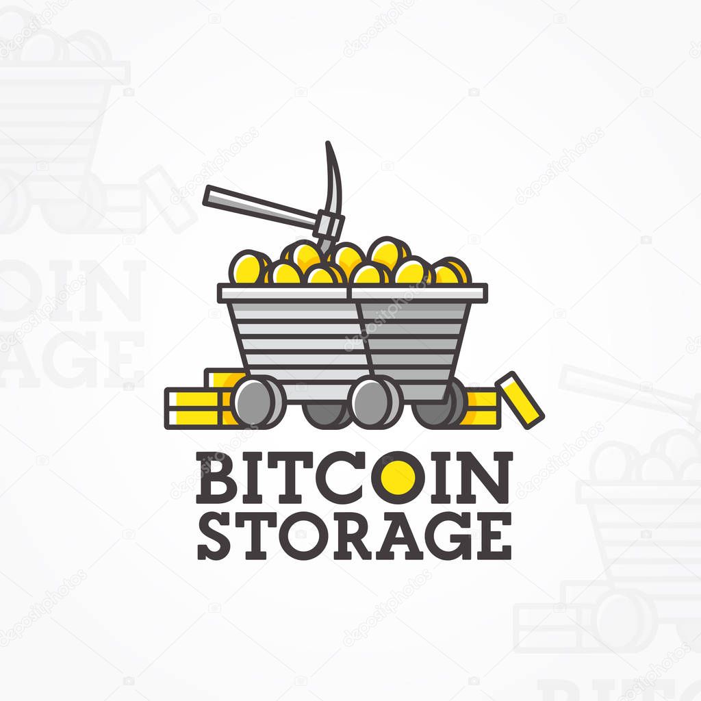 Bitcoin Storage logo, emblem, label. Vector.