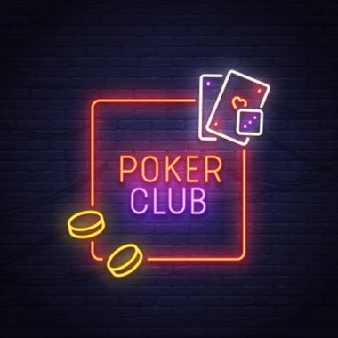 Poker neon tabela. Kumarhane. Neon tabela, parlak tabela, ışık afiş.