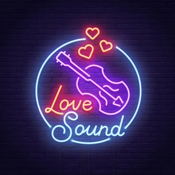 Valentinstag. 3d Leuchtreklame. Realistische Leuchtreklame. Love Sound Banner, Logo, Emblem und Etikett. helles Schild, helles Banner. — Stockvektor