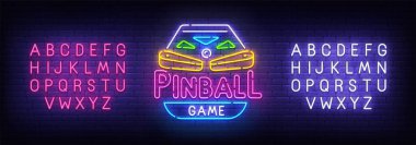 Langırt neon işareti, parlak tabela, ışık afişi. Langırt logosu, amblemi. Neon işareti yaratıcısı. Neon metin edit. Vektör çizimi