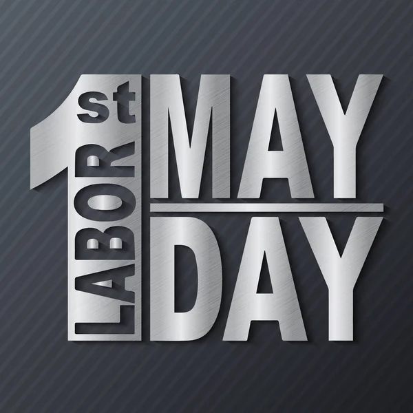 1. Mai. Labor day.Vektor Illustration mit metallischem Text auf dunklem Hintergrund — Stockvektor