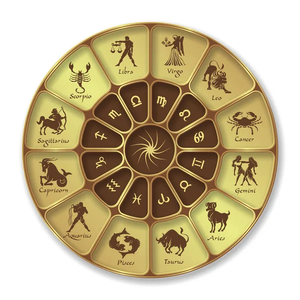 Horóscopo de néon azul circle.Circle com sinais de zodiac.Vector —  Vetores de Stock