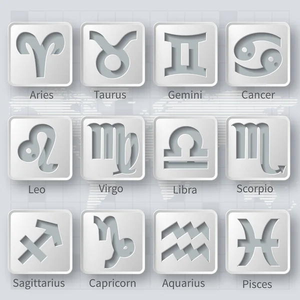 Gris signos 3D del zodiac.Horoscope set.Vector — Vector de stock