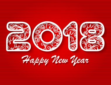 Yeni yıl 2018 .3d illüstrasyon kırmızı zemin üzerine beyaz 2018 sayıların