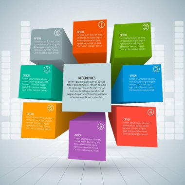 Abstract 3D Paper Infographics clipart