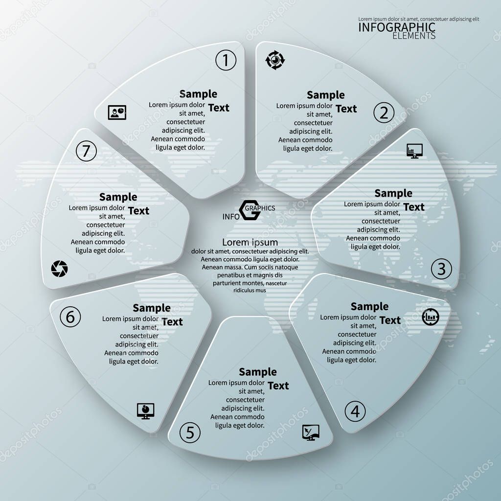 vector abstract 3d paper infographic elements.Circular infographics