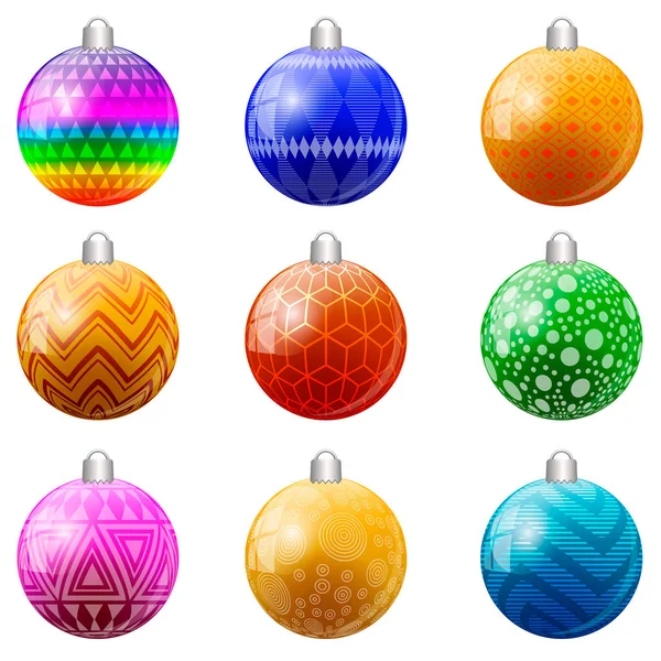 Conjunto de bolas de Navidad de color. Ilustración vectorial . — Archivo Imágenes Vectoriales