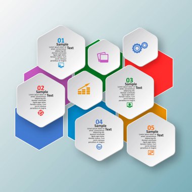 Soyut 3d kağıt Infographics. İş şablonu. Vektör çizim