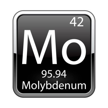 Periyodik tablo elementi Molybdenum. Vektör illüstrasyonu