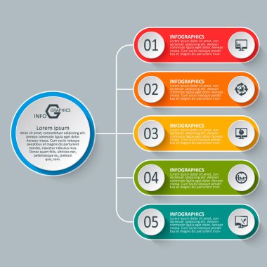 Soyut 3d kağıt Infographics. İş şablonu. Vektör çizim